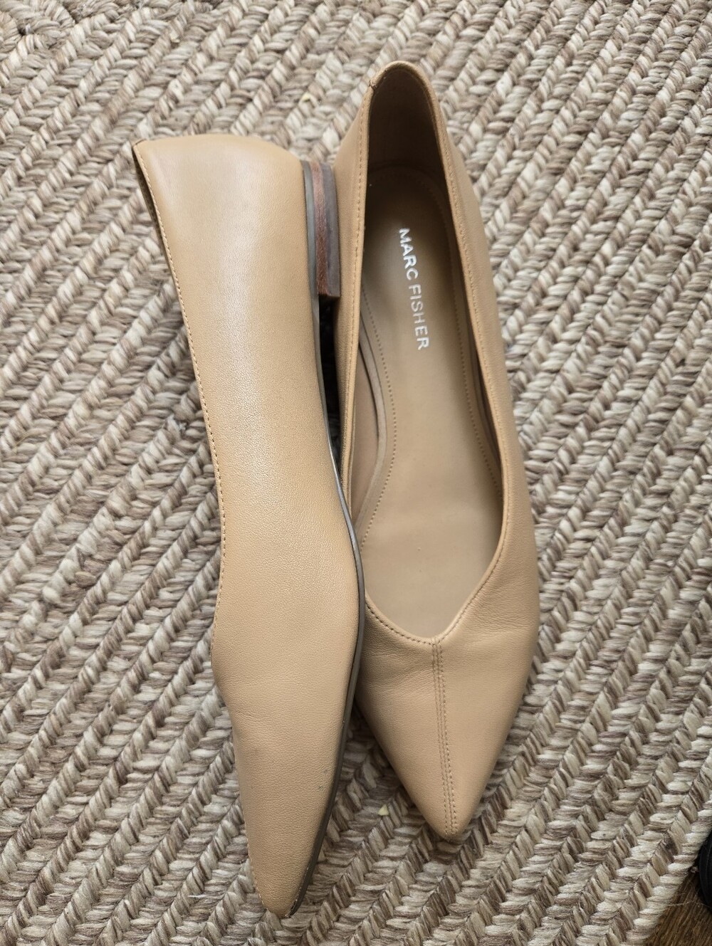 Marc Fisher Nude Pointed-Toe Leather Flats
